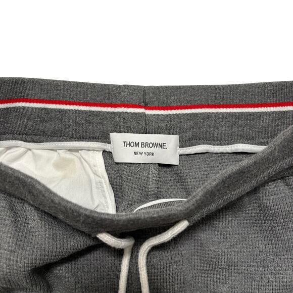 Thom Browne Waffle Classic Loopback 4 Bar Sweatpants Gray 0 - Picture 4 of 5